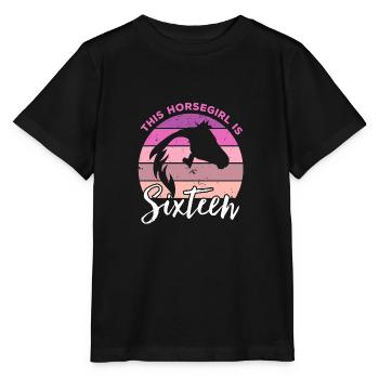 Geburtstag 16 Mädchen Pferd Reiten Stall Sechzehn - Stanley/Stella Kinder T-Shirt MINI CREATOR  - Schwarz - Vorne - Mikhail (115cm)