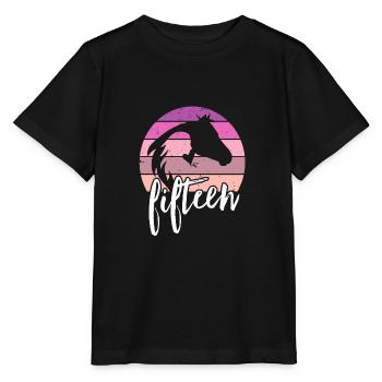 Geburtstag 15 Mädchen Pferd Reiten Stall Fünfzehn - Stanley/Stella Kinder T-Shirt MINI CREATOR  - Schwarz - Vorne - Mikhail (115cm)