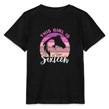 Geburtstag 16 Mädchen Pferd Reiten Stall Sechzehn - Stanley/Stella Kinder T-Shirt MINI CREATOR  - Schwarz - Vorne - Mikhail (115cm)