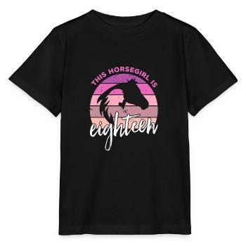 Geburtstag 18 Mädchen Pferd Reiten Stall Achtzehn - Stanley/Stella Kinder T-Shirt MINI CREATOR  - Schwarz - Vorne - Mikhail (115cm)