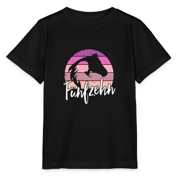 Geburtstag 15 Mädchen Pferd Reiten Stall Fünfzehn - Stanley/Stella Kinder T-Shirt MINI CREATOR  - Schwarz - Vorne - Mikhail (115cm)