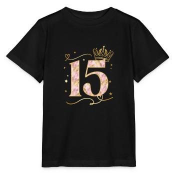 Geburtstag 15 Mädchen Birthday Girl Krone Fünfzehn - Stanley/Stella Kinder T-Shirt MINI CREATOR  - Schwarz - Vorne - Mikhail (115cm)