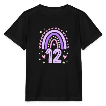 Geburtstag 12 Mädchen Regenbogen Zwölf 12 Jahre al - Stanley/Stella Kinder T-Shirt MINI CREATOR  - Schwarz - Vorne - Mikhail (115cm)