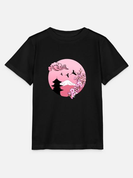 Sakura Cherry Blosseom Pink - Stanley/Stella Kinder T-Shirt MINI CREATOR  - Schwarz