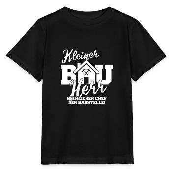 Kleiner Bauherr Baustelle Hausbau Haus Kind Junge - Stanley/Stella Kinder T-Shirt MINI CREATOR  - Schwarz - Vorne - Mikhail (115cm)