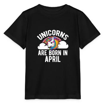 Unicorns Are Born In April Shirt Birthday Month - Stanley/Stella MINI CREATOR Kids’ T-Shirt - black - Front - Mikhail (115cm)