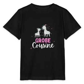 Ich werde große Cousine 2024 Zebra Loading Süß - Stanley/Stella Kinder T-Shirt MINI CREATOR  - Schwarz - Vorne - Mikhail (115cm)