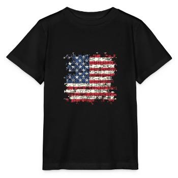 Patriotisches Puzzle Flagge Amerikanischer Stolz - Stanley/Stella Kinder T-Shirt MINI CREATOR  - Schwarz - Vorne - Mikhail (115cm)