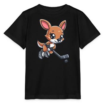 Kangourou et souris Hockey sur glace - Équipe insolite sur - T-shirt bio MINI CREATOR Stanley/Stella Enfant - noir - Devant - Mikhail (115cm)