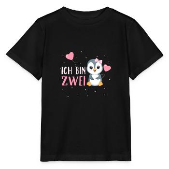 Ich bin Zwei Jahre Zweiter Geburtstag Pinguin - Stanley/Stella Kinder T-Shirt MINI CREATOR  - Schwarz - Vorne - Mikhail (115cm)
