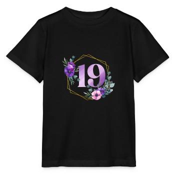 Geburtstag 19 Mädchen Blumenkranz Neunzehn 19 Jahr - Stanley/Stella Kinder T-Shirt MINI CREATOR  - Schwarz - Vorne - Mikhail (115cm)