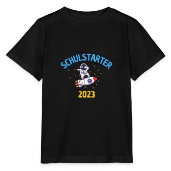Schulstarter / Schulkind 2023 / Rakete / Weltall - Stanley/Stella Kinder T-Shirt MINI CREATOR  - Schwarz - Vorne - Mikhail (115cm)