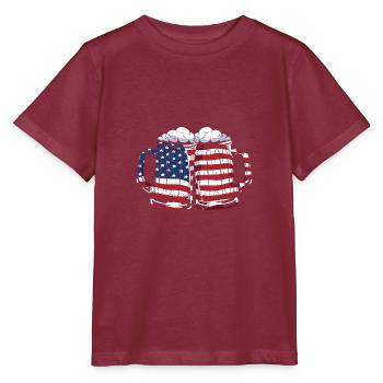 Vierter Juli Nationalfarben Nationalfeiertag USA - Stanley/Stella Kinder T-Shirt MINI CREATOR  - Burgunderrot - Vorne - Kain (125cm)