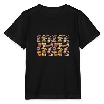 Fast Food Patterns - Stanley/Stella MINI CREATOR Kids’ T-Shirt - black - Front - Mikhail (115cm)