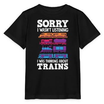Didn't listen Thought of trains funny humor - Stanley/Stella MINI CREATOR Kids’ T-Shirt - black - Front - Mikhail (115cm)