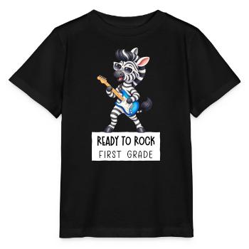 Ready to Rock First Grade – Zebra Einschulung - Stanley/Stella Kinder T-Shirt MINI CREATOR  - Schwarz - Vorne - Mikhail (115cm)