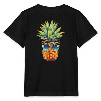 Ananas mit Sonnenbrille: Sommer Coolness - Stanley/Stella Kinder T-Shirt MINI CREATOR  - Schwarz - Vorne - Mikhail (115cm)