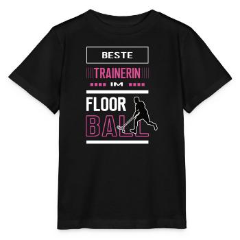 Floorball Beste Trainerin Danke Floorballtrainerin - Stanley/Stella Kinder T-Shirt MINI CREATOR  - Schwarz - Vorne - Mikhail (115cm)