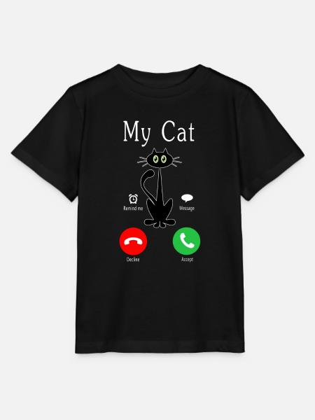 Cat is Calling - Stanley/Stella Kinder T-Shirt MINI CREATOR  - Schwarz