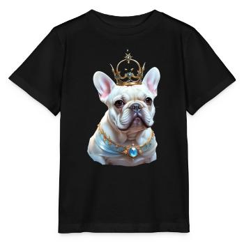 Tête de bouledogue français sur chemise et accès - T-shirt bio MINI CREATOR Stanley/Stella Enfant - noir - Devant - Mikhail (115cm)