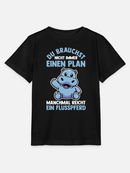 Nilpferd Flusspferd - Stanley/Stella Kinder T-Shirt MINI CREATOR - Schwarz