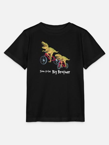 Big Brother, bald T-Rex auf dem Fahrrad - Stanley/Stella Kinder T-Shirt MINI CREATOR  - Schwarz