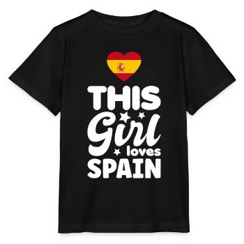 Spanien Flagge Herz Spanische Fahne Liebe - Stanley/Stella Kinder T-Shirt MINI CREATOR  - Schwarz - Vorne - Mikhail (115cm)