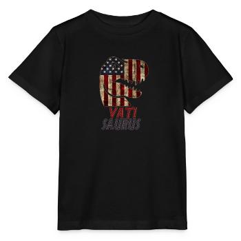 Patriotic Vati Dinosaur - Stanley/Stella Kinder T-Shirt MINI CREATOR  - Schwarz - Vorne - Mikhail (115cm)