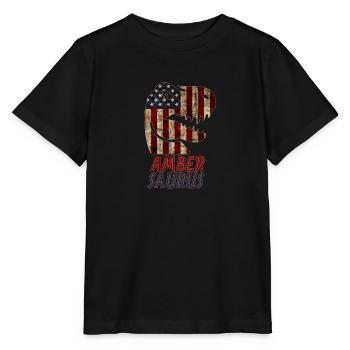 Patriotic Amber Dinosaur Ambersaurus - Stanley/Stella MINI CREATOR Kids’ T-Shirt - black - Front - Mikhail (115cm)