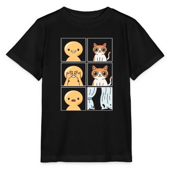 Katzen zerstörte Vorhänge Design für Katzenfans - Stanley/Stella Kinder T-Shirt MINI CREATOR  - Schwarz - Vorne - Mikhail (115cm)