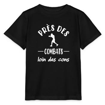 Près des combats loin des cons t-shirt boxe - T-shirt bio MINI CREATOR Stanley/Stella Enfant - noir - Devant - Mikhail (115cm)