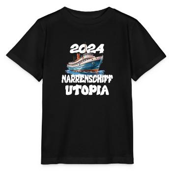 Ship of Fools Utopia, quote by Franz Josef Strauss - Stanley/Stella MINI CREATOR Kids’ T-Shirt - black - Front - Mikhail (115cm)