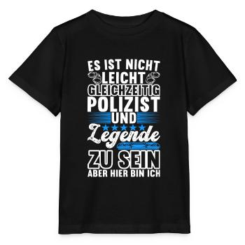 Polizei Polizist - Stanley/Stella Kinder T-Shirt MINI CREATOR  - Schwarz - Vorne - Mikhail (115cm)