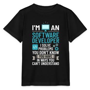 Développeur de logiciels de développement de logiciels - T-shirt bio MINI CREATOR Stanley/Stella Enfant - noir - Devant - Mikhail (115cm)