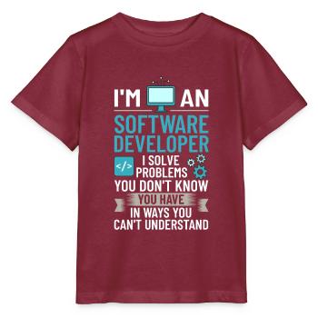 Software Development Software Developer Developer - Stanley/Stella MINI CREATOR Kids’ T-Shirt - burgundy - Front - Kain (125cm)