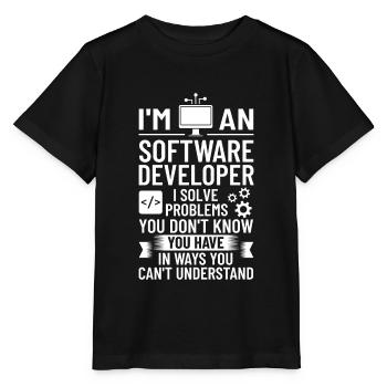 Développeur de logiciels de développement de logiciels - T-shirt bio MINI CREATOR Stanley/Stella Enfant - noir - Devant - Mikhail (115cm)