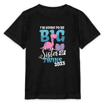 Big Sister of Twins 2023 - Twins - Stanley/Stella MINI CREATOR Kids’ T-Shirt - black - Front - Mikhail (115cm)