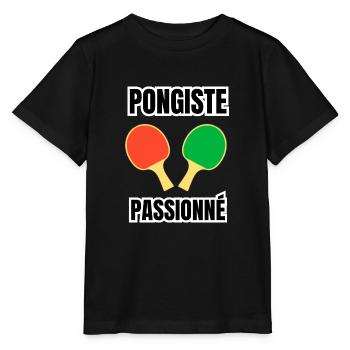 pongiste passionné - T-shirt bio MINI CREATOR Stanley/Stella Enfant - noir - Devant - Mikhail (115cm)