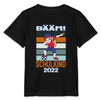Schulanfänger Bääm Schulkind 2022 Fußball - Stanley/Stella Kinder T-Shirt MINI CREATOR  - Schwarz - Vorne - Mikhail (115cm)