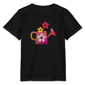 Rote Gießkanne mit Blumen - Stanley/Stella Kinder T-Shirt MINI CREATOR  - Schwarz - Vorne - Mikhail (115cm)