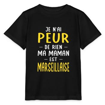 Je n'ai peur de rien ma maman est Marseillaise - T-shirt bio MINI CREATOR Stanley/Stella Enfant - noir - Devant - Mikhail (115cm)
