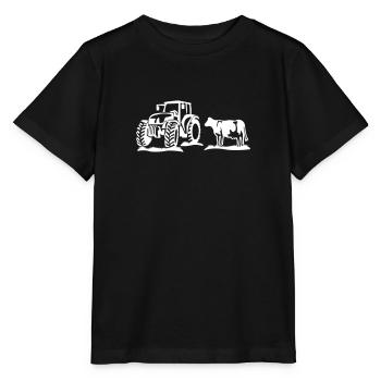 kuh mit traktor - Stanley/Stella Kinder T-Shirt MINI CREATOR  - Schwarz - Vorne - Mikhail (115cm)