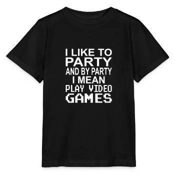 J’aime faire la fête et par fête je joue à des jeux vidéo - T-shirt bio MINI CREATOR Stanley/Stella Enfant - noir - Devant - Mikhail (115cm)