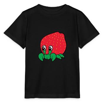 Cute unique and luscious "Strawberry Crab" tee - Stanley/Stella MINI CREATOR Kids’ T-Shirt - black - Front - Mikhail (115cm)