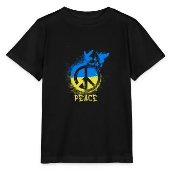 paix, ukraine, paix, drapeau, paix, sourd - T-shirt bio MINI CREATOR Stanley/Stella Enfant - noir - Devant - Mikhail (115cm)