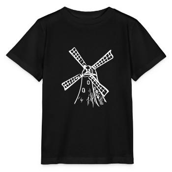 Klassische Vintage Windmühle - Stanley/Stella Kinder T-Shirt MINI CREATOR  - Schwarz - Vorne - Mikhail (115cm)