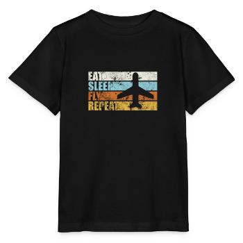 Manger le sommeil répète mouche. Équipage de cabine - T-shirt bio MINI CREATOR Stanley/Stella Enfant - noir - Devant - Mikhail (115cm)
