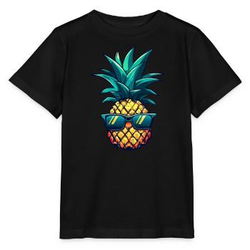 Cooler Ananas-Hingucker: Südfrucht mit Stil - Stanley/Stella Kinder T-Shirt MINI CREATOR  - Schwarz - Vorne - Mikhail (115cm)