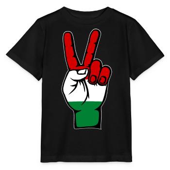 Drapeau de la Hongrie Symbole de la paix - T-shirt bio MINI CREATOR Stanley/Stella Enfant - noir - Devant - Mikhail (115cm)