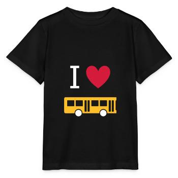 ★ Designfarben änderbar ★ Ich liebe Busse - Stanley/Stella Kinder T-Shirt MINI CREATOR  - Schwarz - Vorne - Mikhail (115cm)